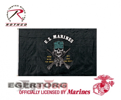 Флаг морских пехотинцев  -  1477 U.S. MARINES MESS WITH THE BEST  -  DIE LIKE THE REST 3’ x 5’ FLAG