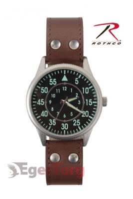 Часы в военном стиле с кожаным ремешком  -  4338 ROTHCO MILITARY STYLE WATCH WITH LEATHER STRAP