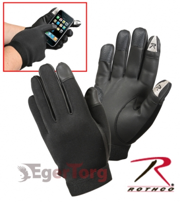Черные перчатки из неопрена для пользования сенсорным экраном