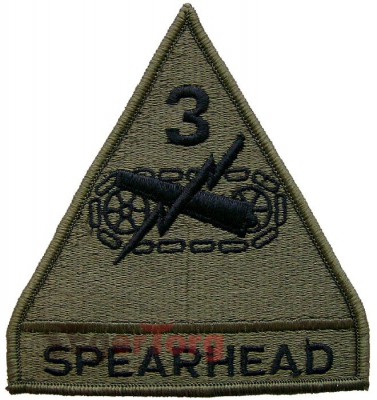 Нашивка приглушенная плечевая   Spearhead     -  72106 U.S. Army 3rd Armored Division   Spearhead    Subdued Patch