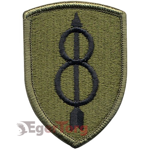 Нашивка приглушенная плечевая   Golden Arrow Division     -  72107 U.S. Army 8th Infantry Division   Golden Arrow Division    Subdued Patch
