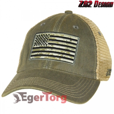 Бейсболка USMC Woodland MARPAT Flag Vintage Trucker Hat