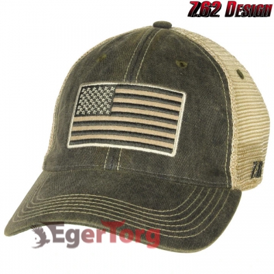 Бейсболка Tactical US Flag Vintage Trucker Hat Black