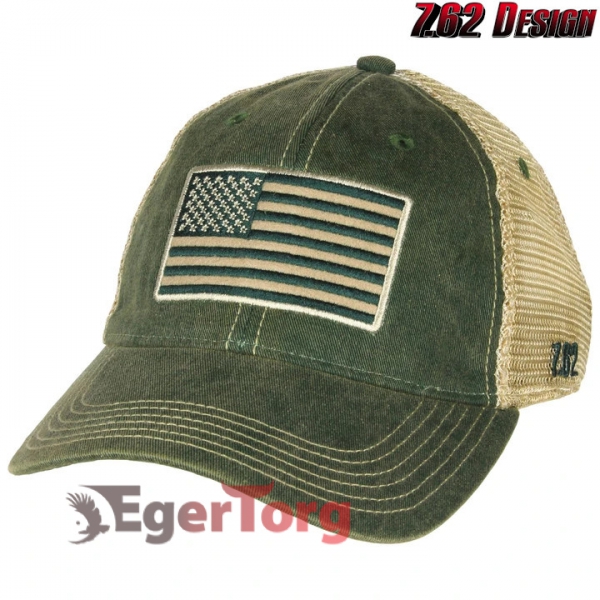 Бейсболка Tactical US Flag Vintage Trucker Hat Green