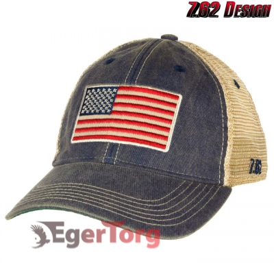 Бейсболка American Flag Vintage Trucker Hat Blue