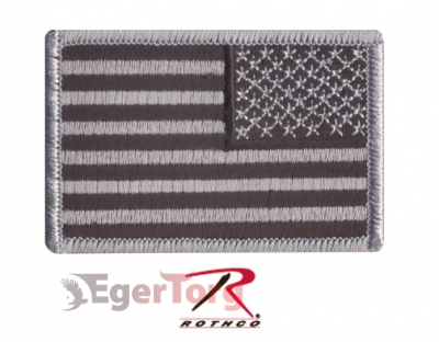 Нашивка флаг США приглушенная зеркальная  -  16666 REVERSED BLACK - GREY U.S. FLAG PATCH