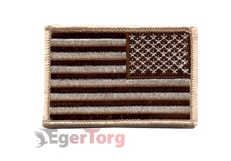 Нашивка приглушенная флаг США зеркальная  -  18888 REVERSE TAN DESERT US FLAG PATCH